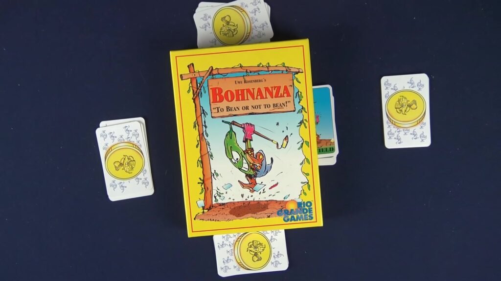 Bohnanza board game box and cards.