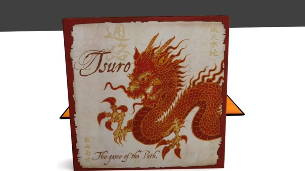 Tsuro game box featuring a dragon illustration.
