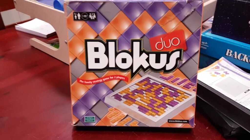 Blokus Duo game box on a table.