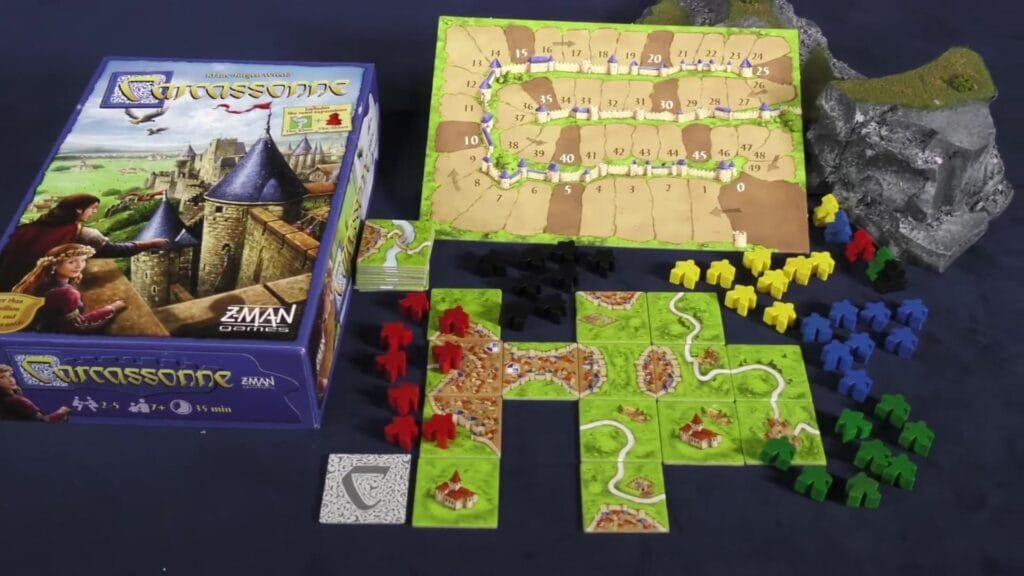 Carcassonne board game setup