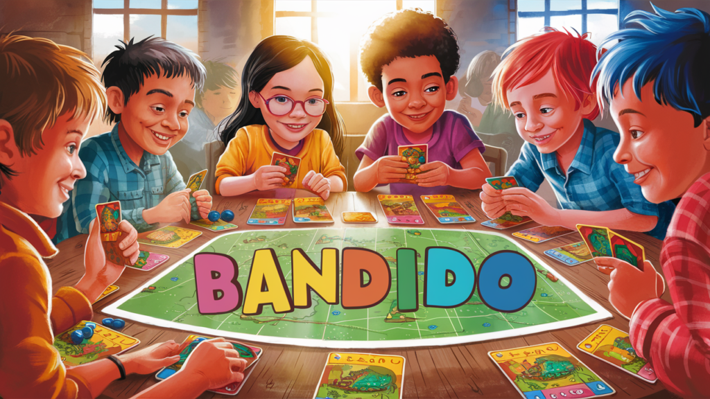 Children playing Bandido card game
