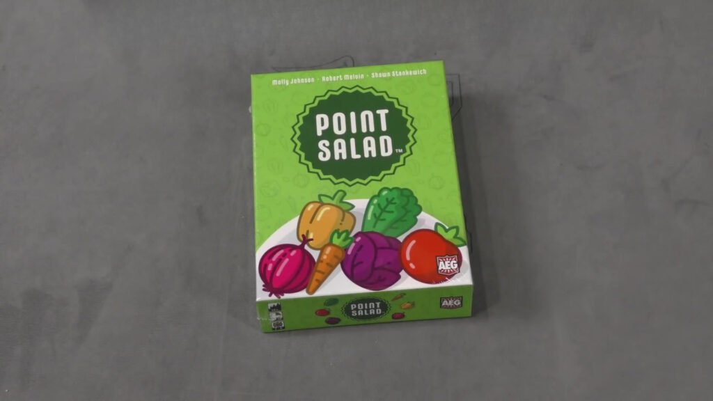 Point Salad card game box featuring various vegetables.